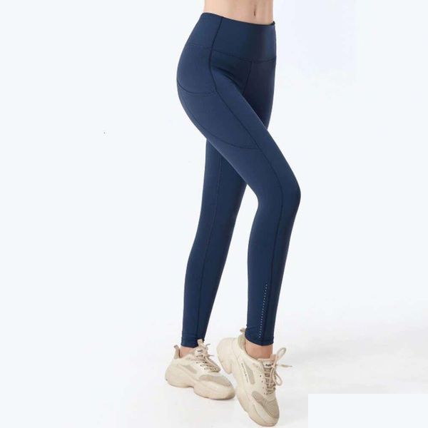 Lu yoga calças de limão legging salto alto com controle de bolso esportivo quatro maneiras de negociar roupas femininas elastano entrega direta dhsn4