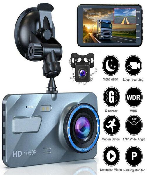 4quot 25D HD 1080P Lente Dupla Carro DVR Gravador de Vídeo Dash Cam Câmera Traseira Inteligente GSensor 170 Graus Grande Angular Ultra HD Resoluti8267864