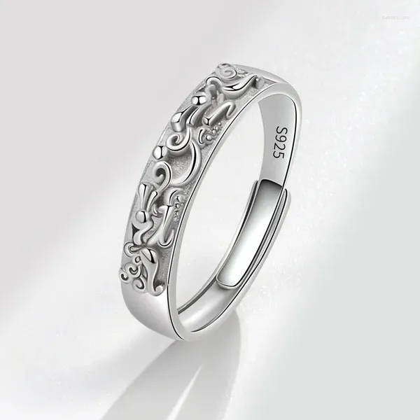 Cluster -Ringe NBNB Retro Silber Farbe China Lucky wohlhabende Gott Beast Verstellbarer Ring für Frauen Vintage Männer eröffnen Party Fingerschmuck