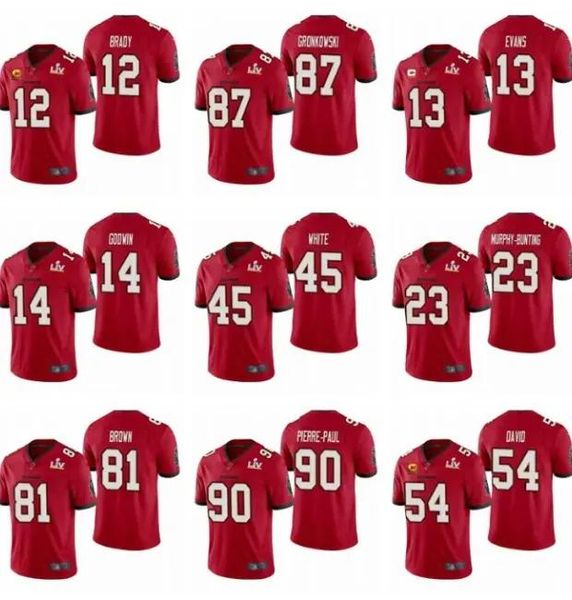 Oberteile Trikot 12 Tom''brady 87 Rob''gronkowski 13 E 14 Godwin Tampa''bay''buccaneers''super''bowl Men Red Limited Football