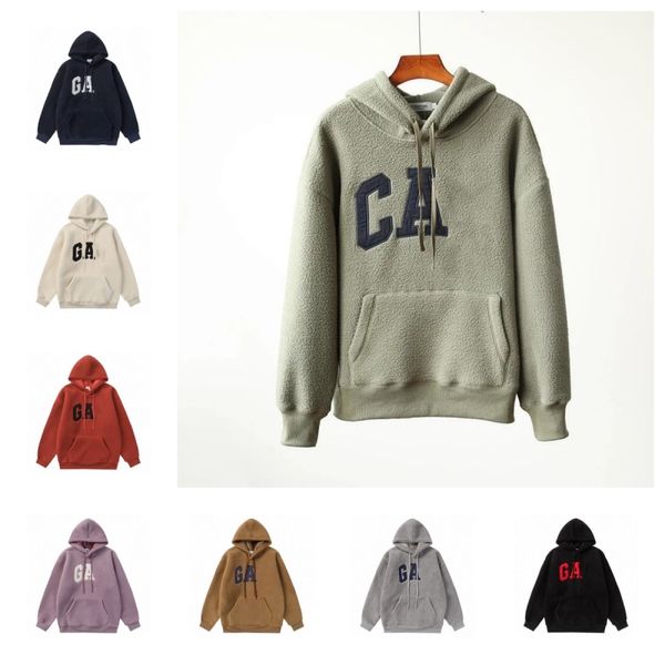 Felpa con cappuccio da uomo ampia versione coreana con cappuccio realizzata in materiale in pile di agnello è un abbigliamento casual alla moda per camicie sportive da coppia