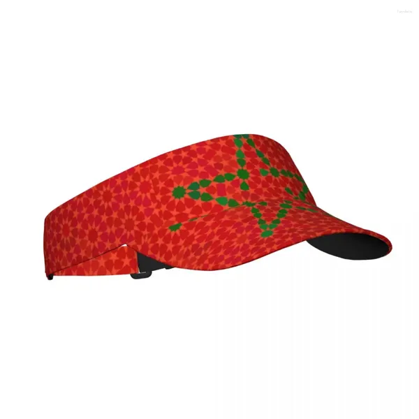 Berets Esportes Sun Cap Viseira Ajustável Proteção UV Top Vazio Tênis Golf Running Hat Marrocos Bandeira com Ornamento Mourisco Tradicional