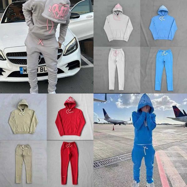 Kış Syna Word Sweatshirt Seti Central Cee Cotton Peluş Hoodie Yüksek Kaliteli Düz Renkli Baskı Sinaword Sweatshirt Synaworld Hoodies Syna Tracksuit Ct