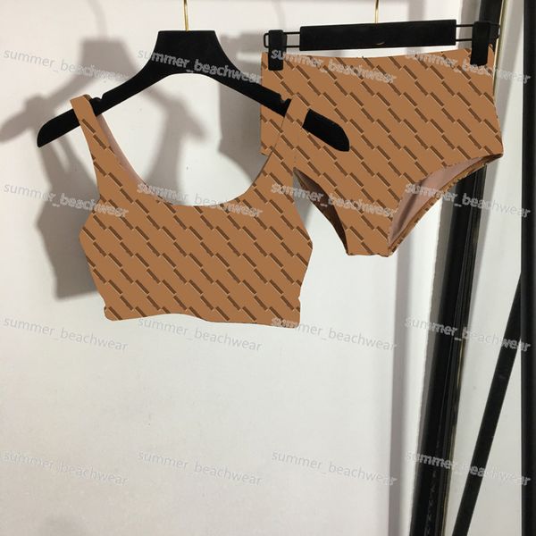 Costume da bagno stampato da donna in due pezzi con reggiseno senza schienale di design bikini sexy con scollo all'americana per costumi da bagno da spiaggia estivi da surf ad asciugatura rapida