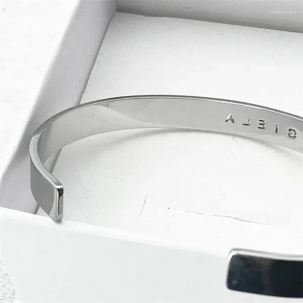 Pulseira minimalista de fontes ocas de bracelete masculina mmsix simples titânio aço aberto da marca italiana neutro jóias acessórios