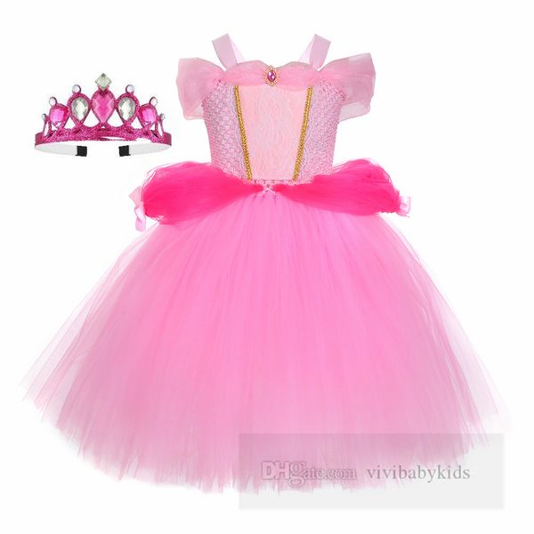 Vestidos de cosplay de conto de fadas de fadas de garotas com paus de cabelo 2pcs conjuntos infantis flores estéreo apliques renda tule tutu vestido