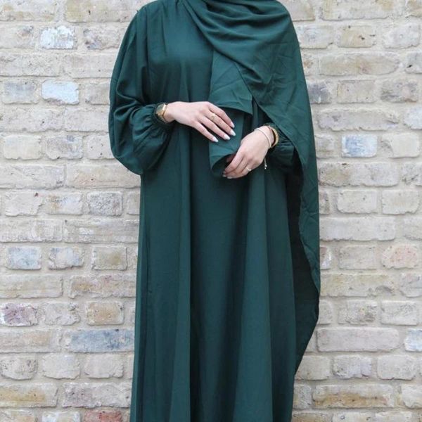Roupas étnicas 2023 Médio Oriente Dubai Turquia Robe Com Capuz Irregular Vestido de Cintura Alta Abayas para Mulheres Muçulmanas Abaya com Véu Integrado