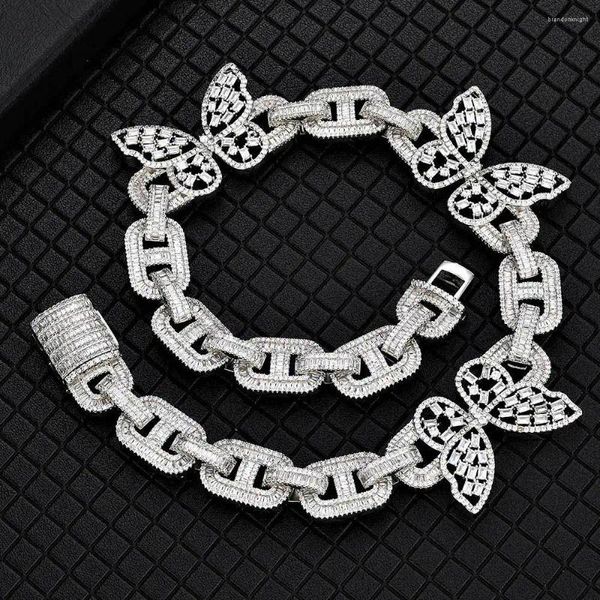 Correntes Hiphop Colar Produto Borboleta Porco Nariz Cubano Marca Moda Moda Mulheres Zircon Collar Chain