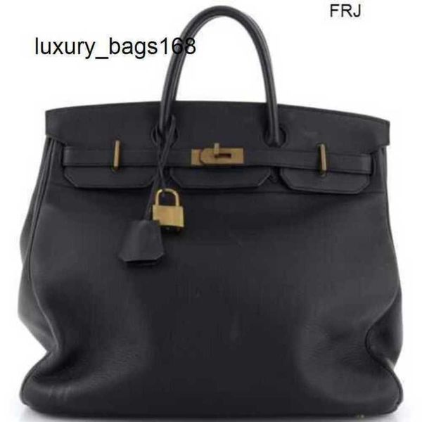 Borse da 50 cm Borsa tote Borsa personalizzata in edizione limitata di grande capacità Noir Clemence con hardware dorato 50 Nero con logo 734q