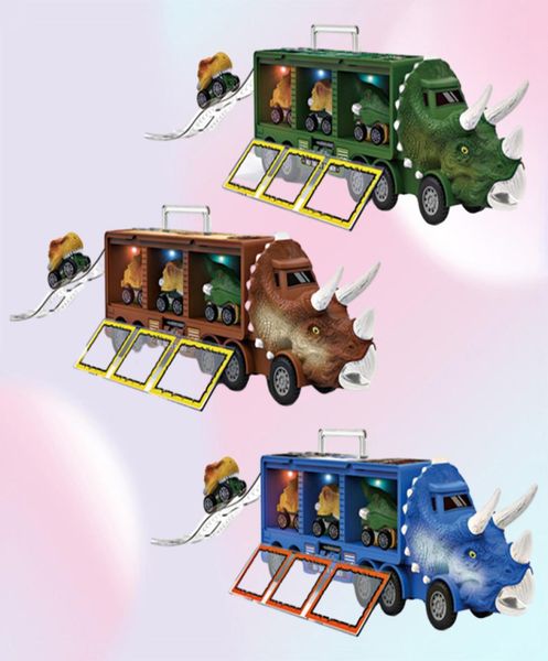 Dinosaurier-Transport-LKW, zurückziehbar, Dino, Auto, Fahrzeug, Container, Aufbewahrung, Modell, Beleuchtung, Musik, Kinderspielzeug, Jungen, Geburtstagsgeschenk 2205071350442