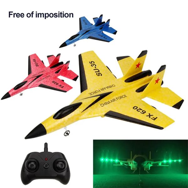 RC -Flugzeug SU35 FX620 2,4 g mit LED -Leuchten Flugzeug Fernbedienung Fliegermodell Segelflugzeug Flugzeug EPP -Schaumspielzeug für Kinder Geschenke 231227