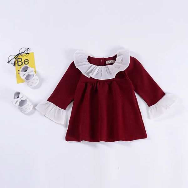 Baby Girls Rüschenspitzenkragen Kleid Kinder Puff Ärmel Prinzessin Kleider 2019 Frühling Herbst Fashion Boutique Kinder Kleidung BJ