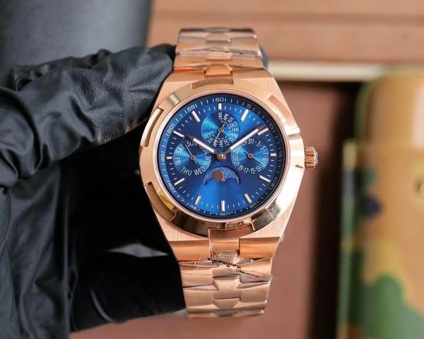 Relógio masculino totalmente automático de Vacher masculino, com um diâmetro de caixa de aço de precisão de 41 mm, movimento de alta qualidade, jate de aço de precisão, 4300V