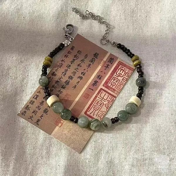 Charme Pulseiras Vazia Tinta Verde Chá Retro Estilo Chinês Jóias Com Escuro Frisado Pulseira Design Único Avançado Frio Claro Artesanato