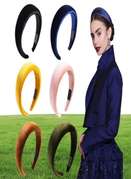 Moda acolchoada headbands para mulheres moldura larga hairbands grosso veludo cabelo hoop meninas esponja antiderrapante hairband acessórios de cabelo 6pc7965490