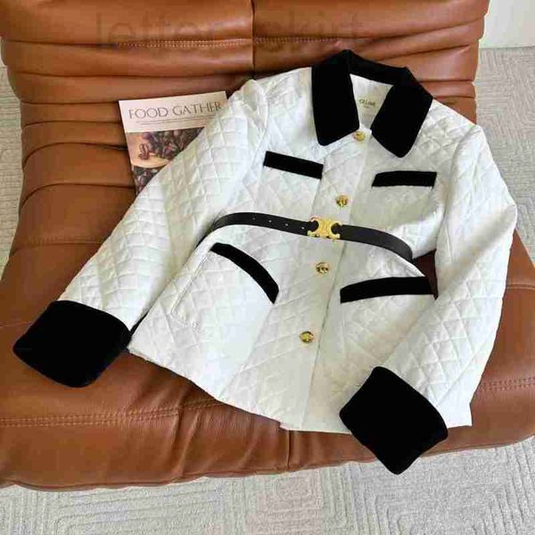 Jaquetas masculinas designer ce novo veludo emendado algodão casaco feminino elegante lingge preto e branco cor bloco design ib42