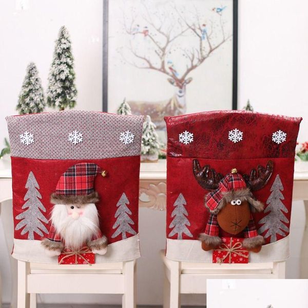 Decorações de Natal Cadeira dos desenhos animados Er Decorações de Natal Papai Noel Boneco de neve Renas Jantar Ers Restaurantes Cozinha Dro Dhgarden Dhas5