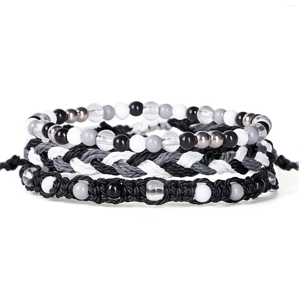 Braccialetti a maglie Bracciale dell'amicizia con filo di cera Avvolgimento in tessuto colorato per coppie per ragazze adolescenti Regalo per bambini