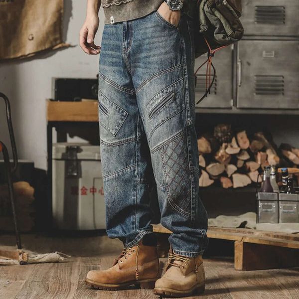 Karierte Cargo-Jeans, modische Haruku-Streetwear, Baggy-Harems-Jeans, hochwertige Marke, einzigartige Jeans