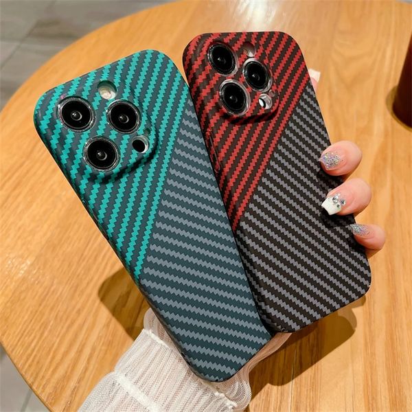 Luxus Carbon Fiber Texture Matte Hülle für iPhone 15 14 Plus 12 11 13 Pro Max Ultradünne harte PC stoßfeste Stoßstangenabdeckung