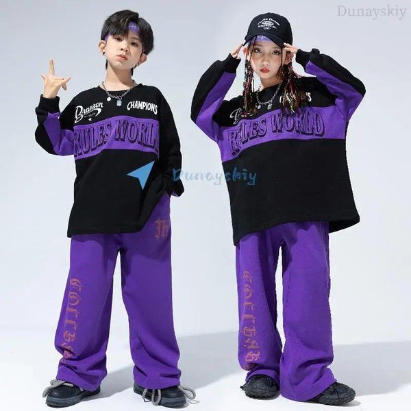 Abbigliamento da palcoscenico Abiti Hip Hop per ragazzi Ragazze Street Dance Magliette a maniche lunghe larghe Pantaloni Bambini Costumi per spettacoli jazz Abiti di moda