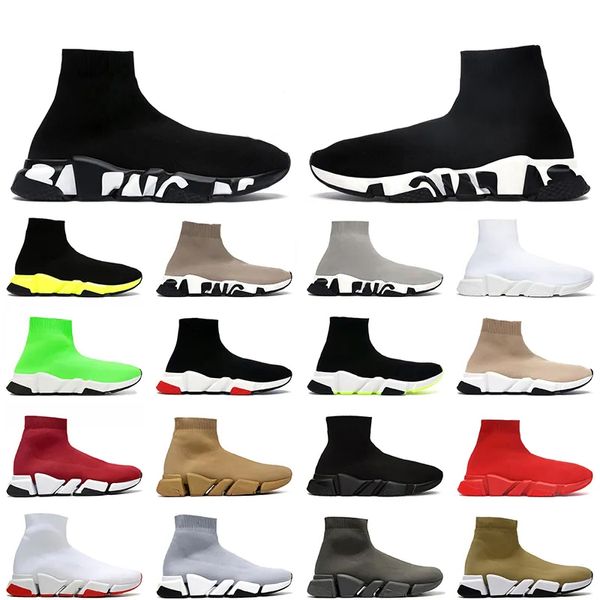 Tasarımcı OG Çorap Ayakkabı Koşu Hız Eğitmeni Erkekler Kadın Bej Glitter Mavi Spor Spor ayakkabıları grafiti up üçlü siyah beyaz açık lüks düz bot boyutu 36-45