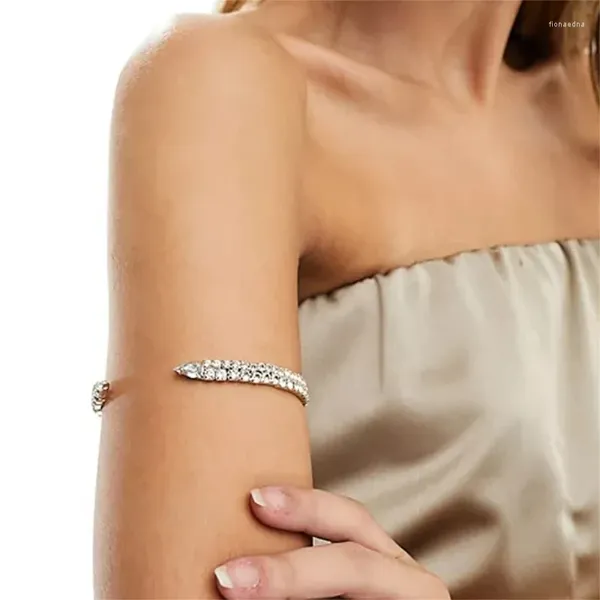 Bracciale rigido con strass scintillanti, bracciale moderno, bracciale da donna, gioielli in filigrana aperta