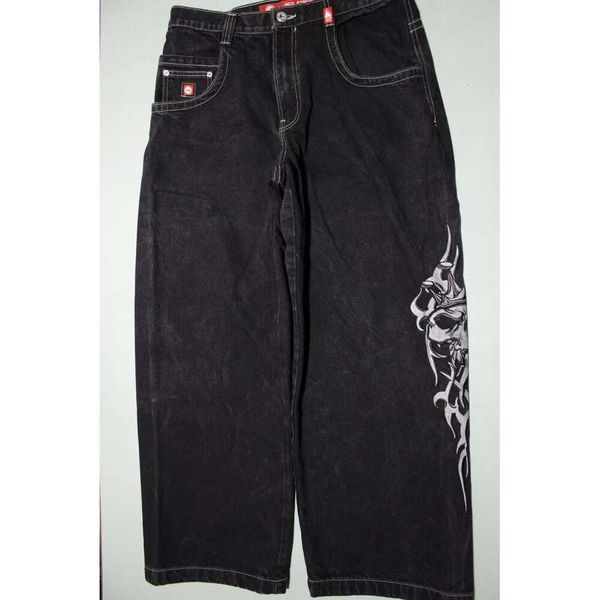 Y2k Haruku Hip Hop Skull Graphic Jeans larghi oversize Pantaloni in denim nero Uomo Donna Pantaloni larghi gotici Streetwear