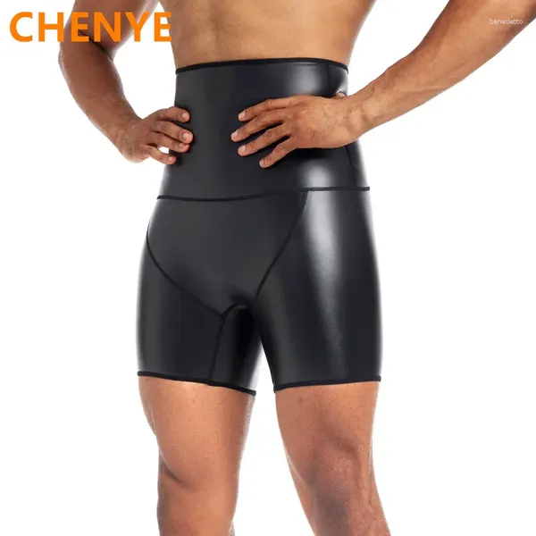 Homens Corpo Shapers Homens Cintura Trainer Controle Calcinha Compressão Moda Casual Fitness Party Shorts Shaper Alta Slim Calças de Couro Falso