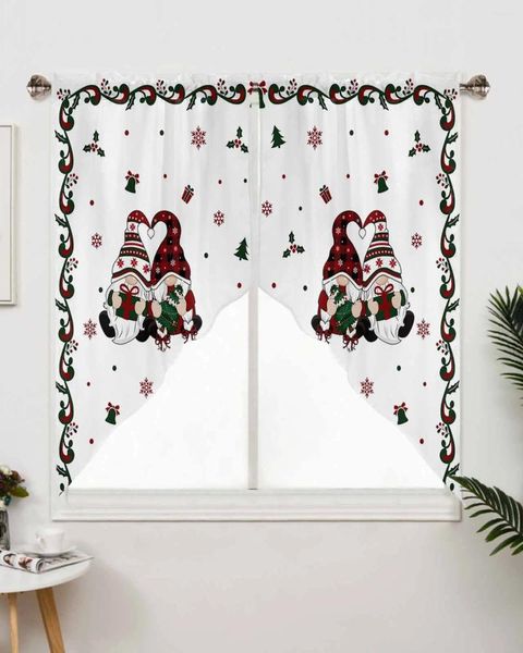 Cortina de natal anão floco de neve cortinas da janela para sala estar cozinha decoração casa triangular