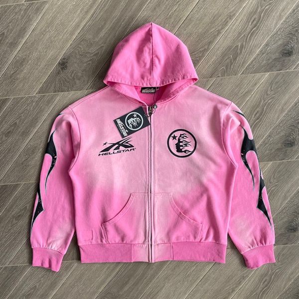 24ss vintage lavado hoodie 1 qualidade impressão oversized jaqueta masculina feminino cor-de-rosa pullovers com capuz