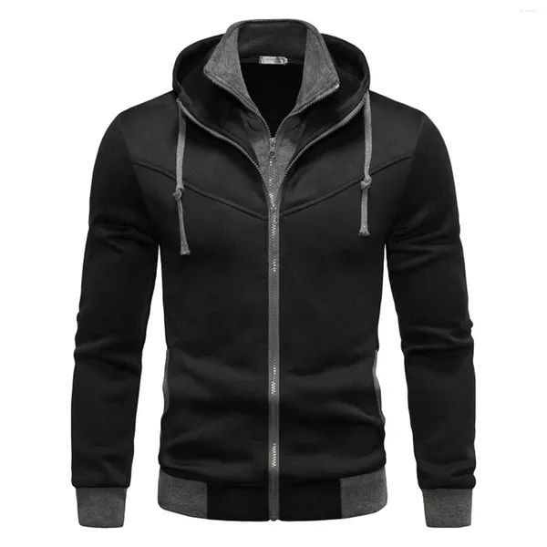 Herren Hoodies Herren Kapuzenmantel Stilvoller und einfacher Reißverschlusstasche Langarm Fleece Top Bluse für Jungen Lässiger Pullover Männlicher Sport Ropa