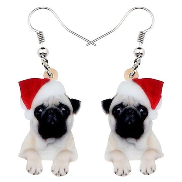 Dangle Kronleuchter Acryl Weihnachten süße Mopshund Ohrringe Drop süße Haustiere Geschenk Frauen Mädchen Teenager Kid Festival Charms Dekoration B231H