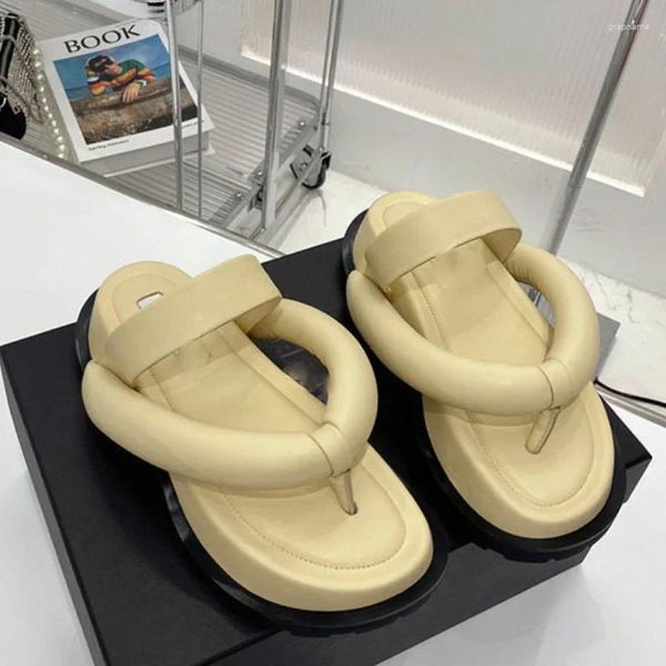 Slippers cruzam cinta grossa de pão para mulheres de verão aberto