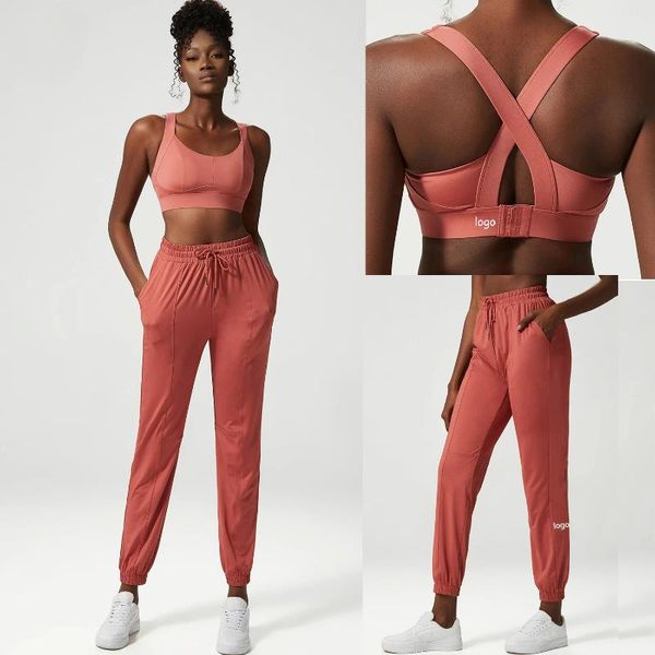 Set attivi set yoga abito da jogger pantaloni vestiti per donne tempo libero comodo set sciolto reggiseno rimovibile cuscinetto rimovibile idoneità