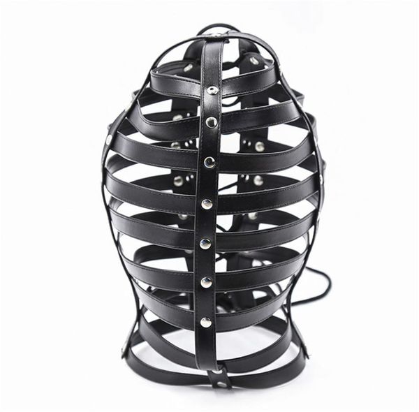 Prodotto del sesso Nuovo Bondage in morbida pelle Cappuccio Copricapo Maschera Benda sull'occhio Cane schiavo Adulto BDSM Giochi da letto Sesso Flirtare Giocattolo Nero Re5213597