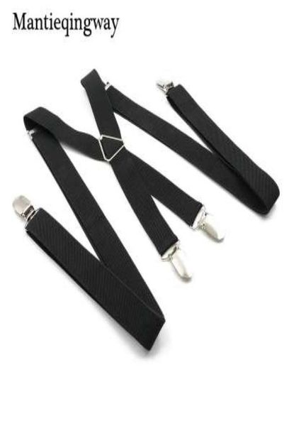 Черные подтяжки для мужчин, 4 зажима, ремешок, сплошной цвет, регулируемые тонкие подтяжки, женский ремень2004070