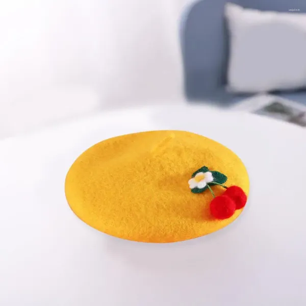 Hundebekleidung stilvolle Blumenhut Netter Kirsch Design Beret Verstellbare Winter Kopfbedeckung für Katzen Hunde POFORY PROPS JAHR