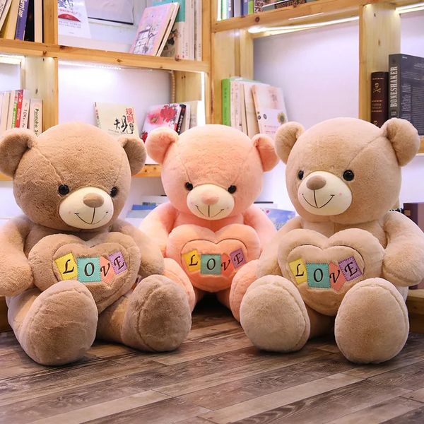 High Quality 100CM Large I LOVE YOU Teddy Bear Stuffed Animals Plush Toys Love Doll Lovers Birthday Girl Gift 231227