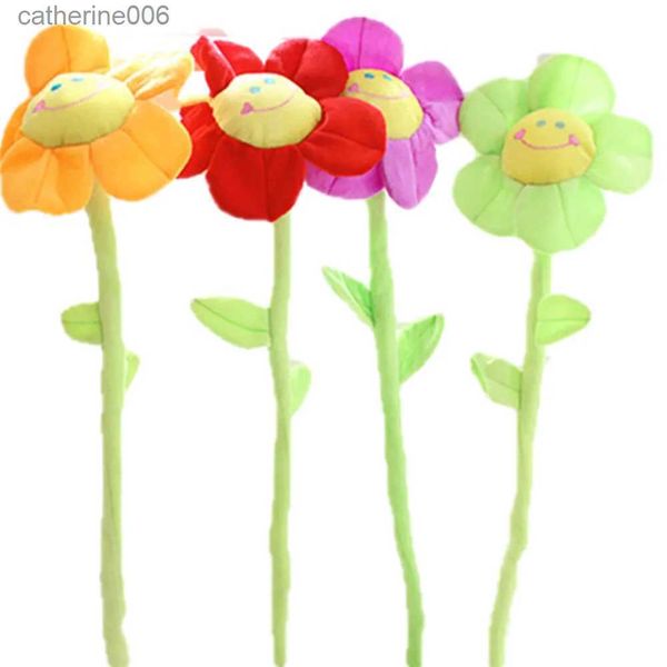 Animali di peluche ripieni Cartoon Peluche Sun Flower Doll con steli pieghevoli Smile Face Peluche Decorazioni per la casa Bambini Ragazze Lovely Plush Bouquet GiftL231228