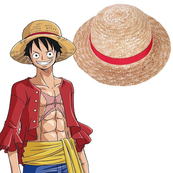 Hat Stroh Anime Affe d Luffy One -Stück Cosplay Cap Halloween Kostümzubehör Requisiten Erwachsener Unisex