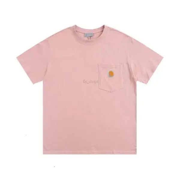 Carhart Shirt Designer T Shirt Top Classic Small Label Pocket Camiseta de manga curta solta e versátil para homens e mulheres Casais Carhartts Shirt Polo 680