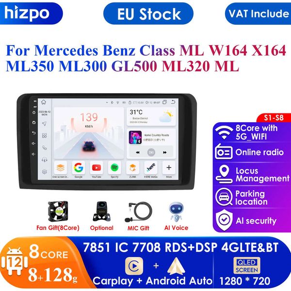Carplay 4G-LTE 9-дюймовый автомобильный радиоприемник Android для Ml-class W164 Gl-class X164 ML GL 2005-2012 мультимедийный плеер навигация GPS 2din стерео DSP