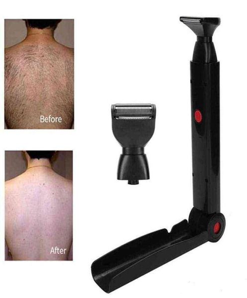 Elektrischer Haarrasierer für den Rücken, langer Griff, USB, zusammenklappbar, doppelseitiges Werkzeug zum Entfernen von Körperhaaren und Beinen H2204227158298