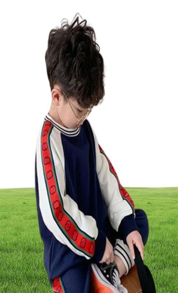Primavera outono designer meninos conjunto de roupas moletom topos calças terno marca algodão hoodies crianças menina conjunto roupas treino1233935