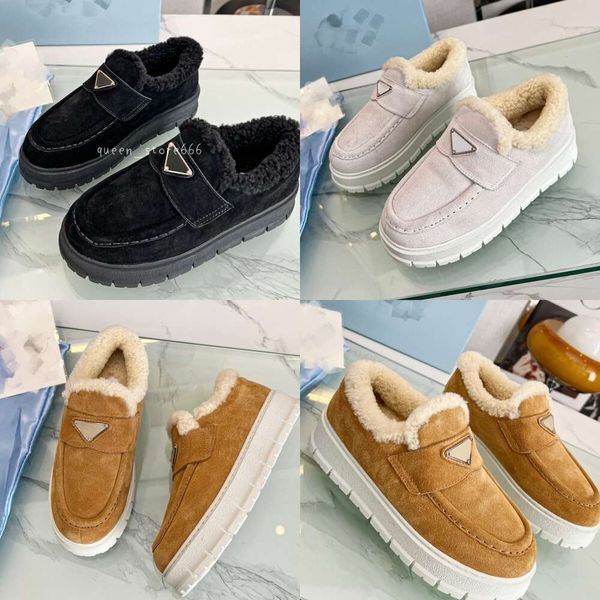 100+ Designer Shearling Stivali Pantofole Donna Casual Monolito Triangolo Nero Beige Pelle di pecora Pelliccia Foderato in lana Mocassino Scarpe Platform Sneakers Stivaletti classici