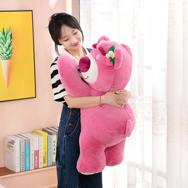 Brinquedos de pelúcia de urso rosa fofos 40 cm de morango