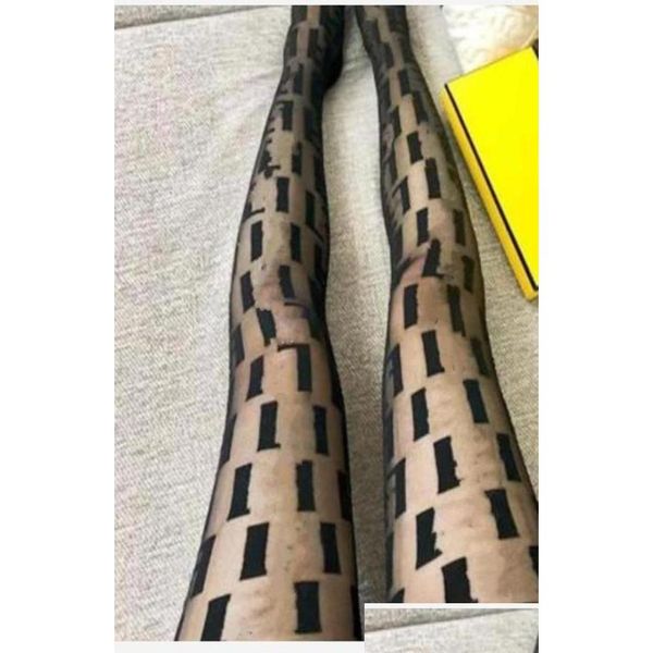 Спортивные носки дизайнер FL Letter Y Mesh Pantyhose для женщин Slim Pretty Black Thin Thin Thin Night Club Warty чулки эластичные падения роды Dhmpi