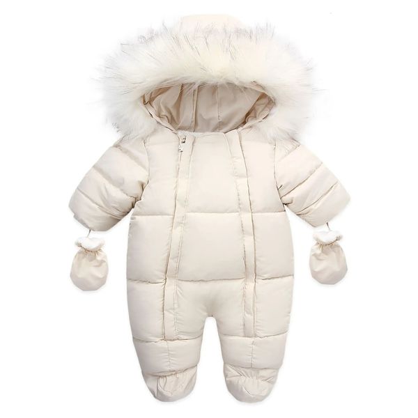 Winter Baby Jumpsuit Dickes warmes Säugling Kapuze in Fleece Rolms Born Boy Girl Overalls Außenbekleidung Kinder Snowsuit 231227