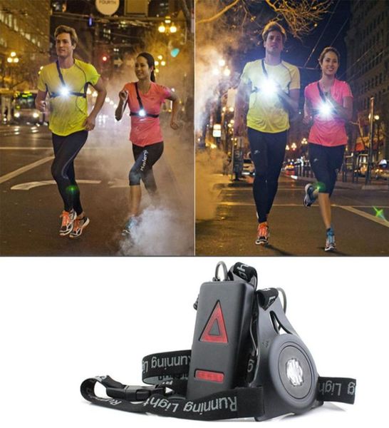 1200lm XPE Esporte Ao Ar Livre Luzes de Corrida Q5 LED Luzes de Advertência de Corrida Noturna Carga USB Lâmpada de Peito Luz Branca Torch8088355